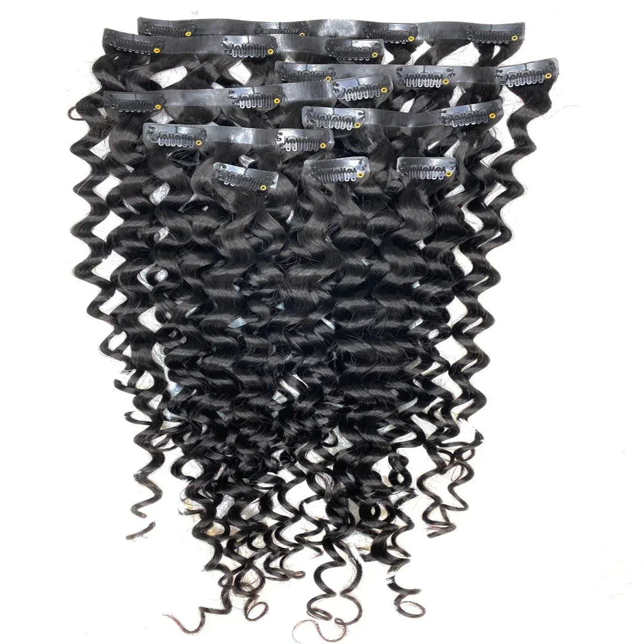 Seamless Clip in Hair Extensions 100g Silicone Weft Deep Wave For Women