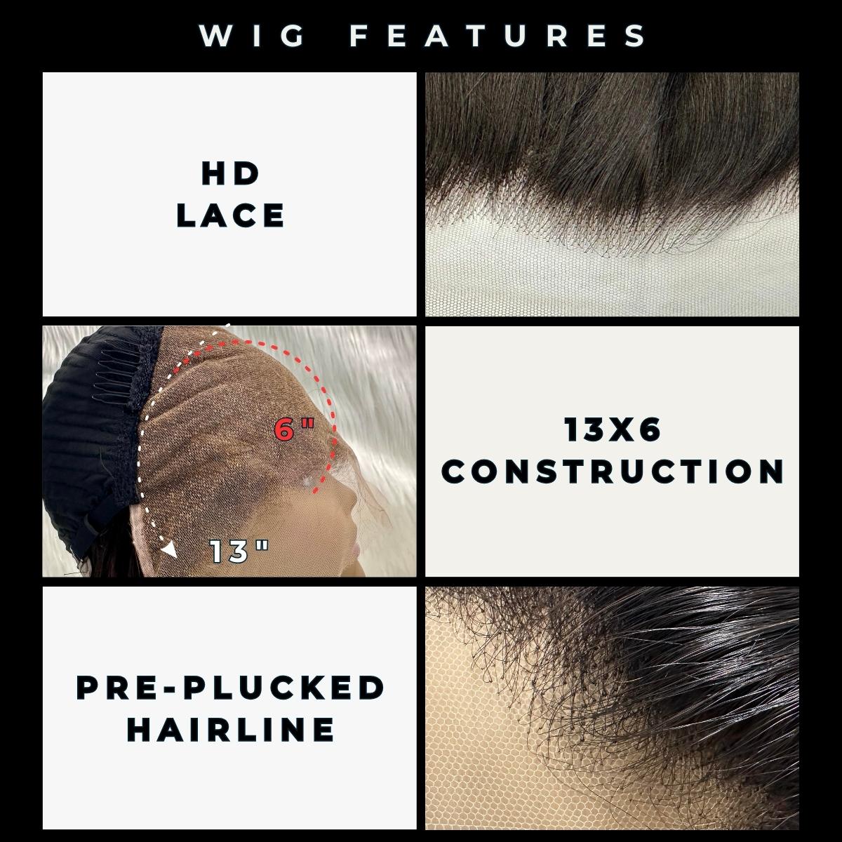 Body Wave 13x6 HD Lace Front 100 % Human Hair Invisible Hairline Wig