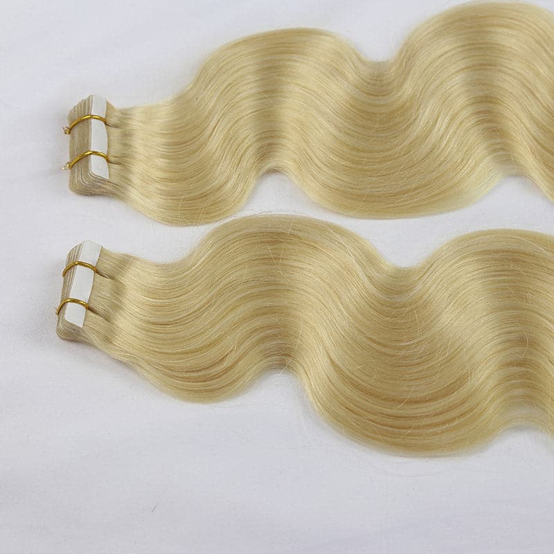 #613 Platinum Blonde Body Wave Human Hair Tape In Hair Extension