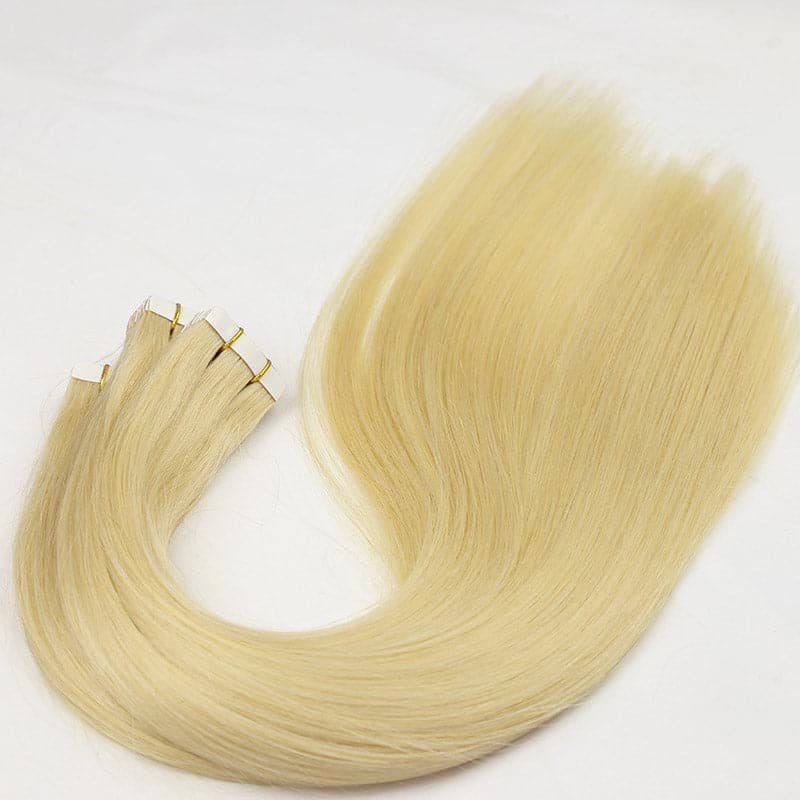 #613 Platinum Blonde Silky Straight Human Hair Tape In Hair Extension