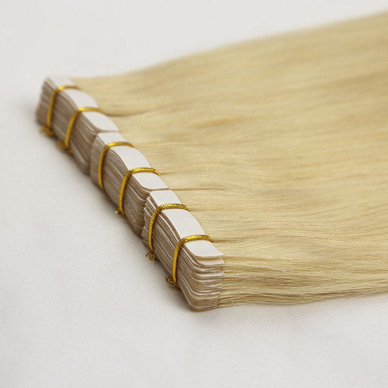 #613 Platinum Blonde Silky Straight Human Hair Tape In Hair Extension