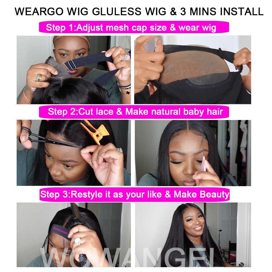 7x7 Straight Skinlike Real HD Lace Closure Wig 220% Density Glueless Wig