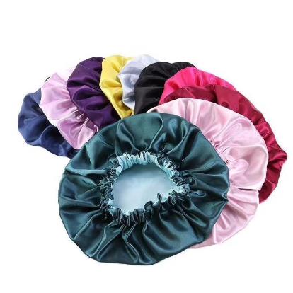 SATIN BONNET ADJUSTABLE DOUBLE LAYERED SLEEPING CAP