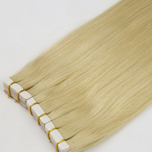 #613 Platinum Blonde Silky Straight Human Hair Tape In Hair Extension